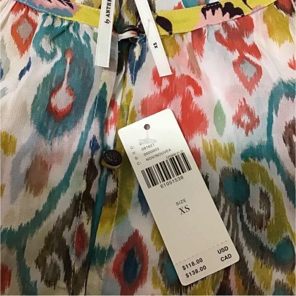 Anthropologie Maureen Babydoll Long Sleeve Tunic Top New With Tag Size XS - Picture 6 of 9
